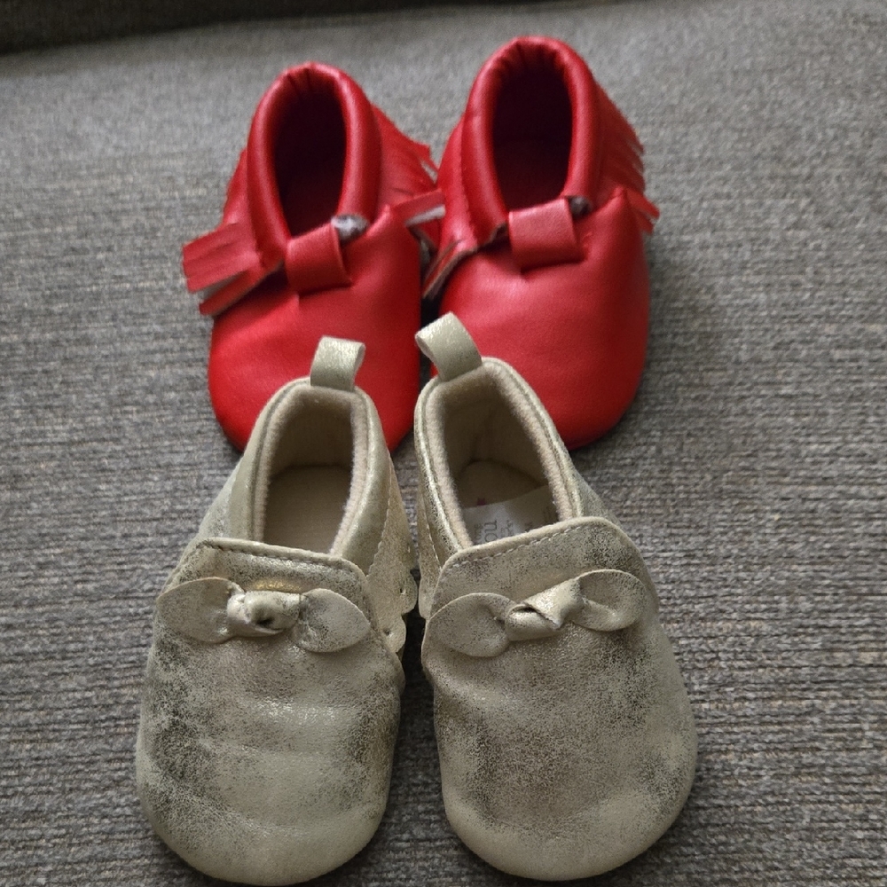 Stylish Red and Gold Kids Shoes